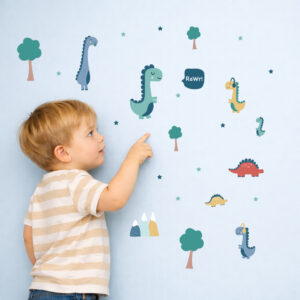 dinosaurus muurstickers op de kinderkamermuur