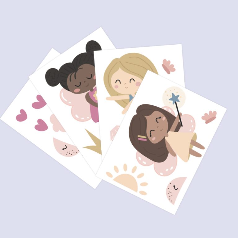 magische feeën muurstickers — de complete set met 4 A5-vellen met stickers