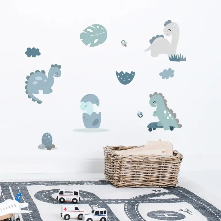 Dinobaby muurstickers in de kinderkamer