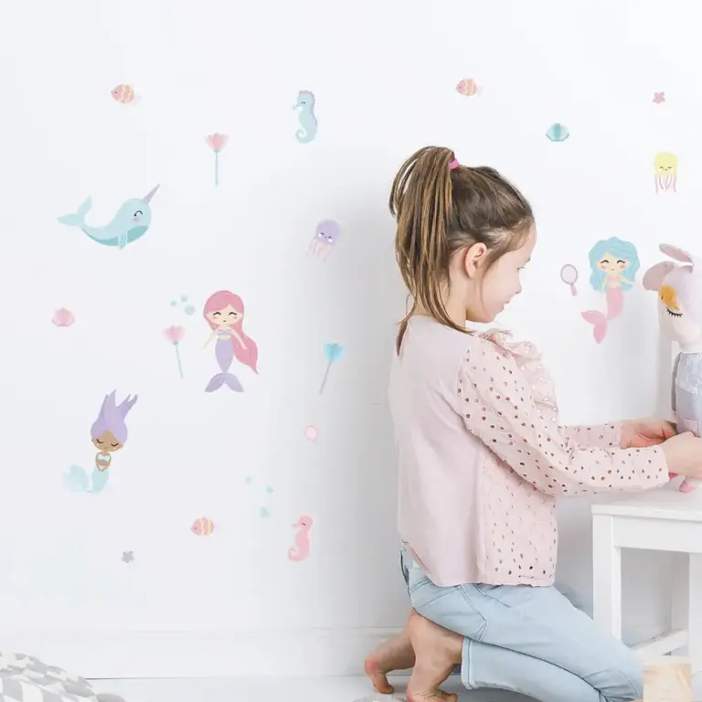 Zeemeerminnen muurstickers in de kinderkamer