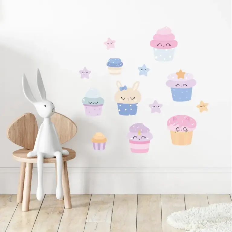 Cupcakes muurstickers in de kinderkamer