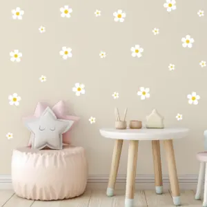 Daisy (wit) muurstickers geplakt in een kinderkamer