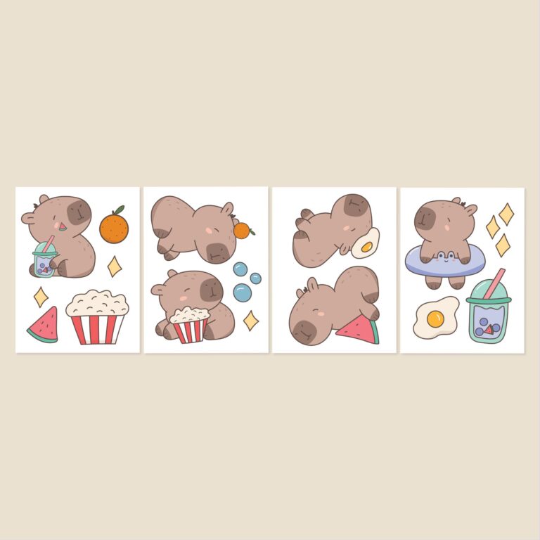 Capybara muurstickers complete set