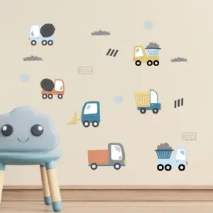 Graafmachines muurstickers in de kinderkamer