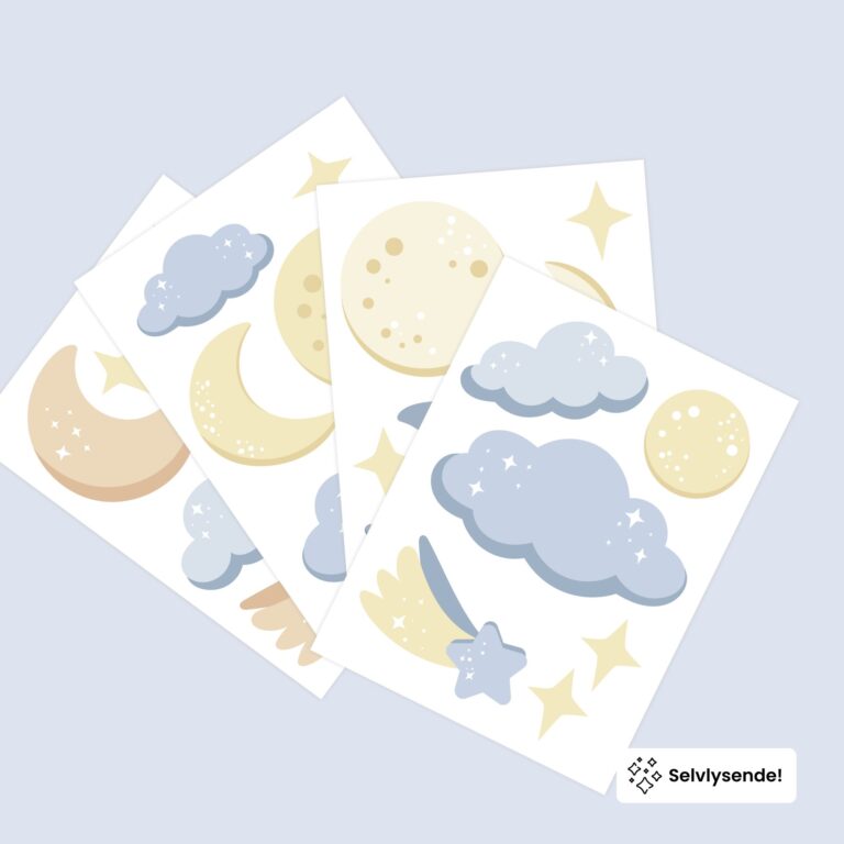 waaierweergave van muurstickers met nachthemel