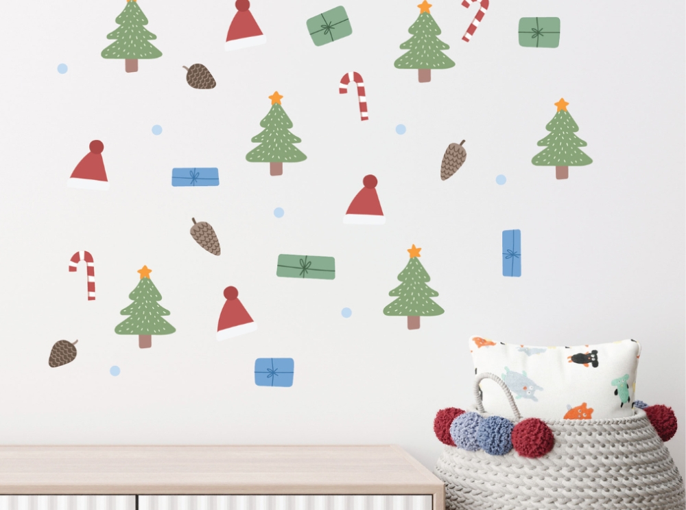 Van eenhoorns tot dinosaurussen: de 10 populairste muurstickers voor kinderen 7 Feestelijke kerstmuurstickers met kerstbomen, zuurstokken en feestelijke motieven voor de kinderkamer.