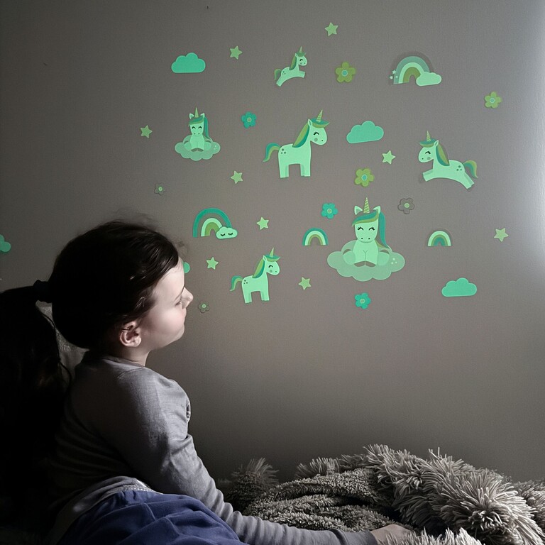 Lichtgevende muurstickers: Eenhoorns