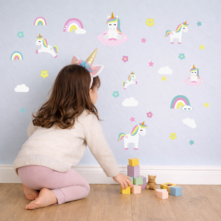 eenhoorn muurstickers in de kinderkamer