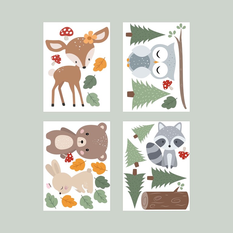 Muurstickers: Bosdieren
