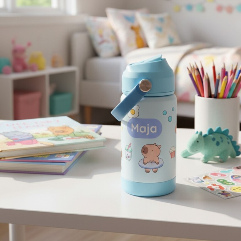 kinderfles op een bord