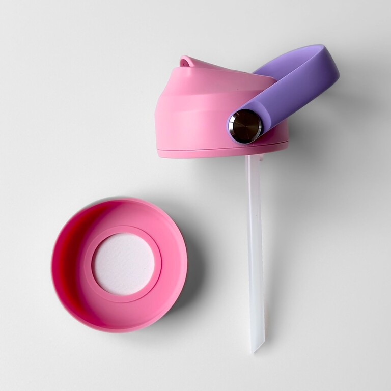 Roze rietjesdop voor kinder-drinkfles met rietje en rubberring